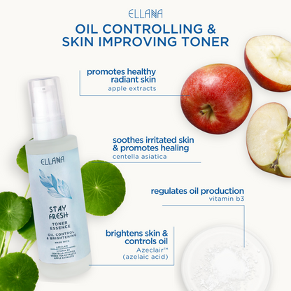 Everyday Fresh Skin Set: Gentle Low pH Gel Cleanser, Stay Fresh Toner Essense, Clear Clarifying Skin Serum, & Stay Fresh Moisturizer