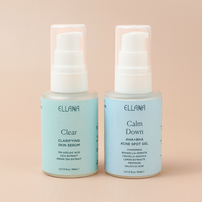 Treat Acne Duo: Clear Skin Serum + Calm Down AHA+BHA Acne Spot Gel & Exfoliating Skin Serum