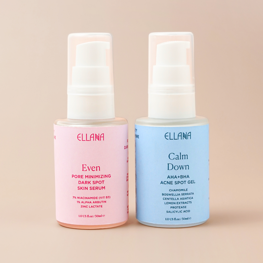 Treat Acne Duo: Even Skin Pore Minimizing Dark Spot Skin Serum + Calm Down AHA+BHA Acne Spot Gel & Exfoliating Skin Serum