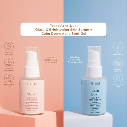 Treat Acne Duo: Glass C Skin Serum + Calm Down AHA+BHA Acne Spot Gel & Exfoliating Skin Serum