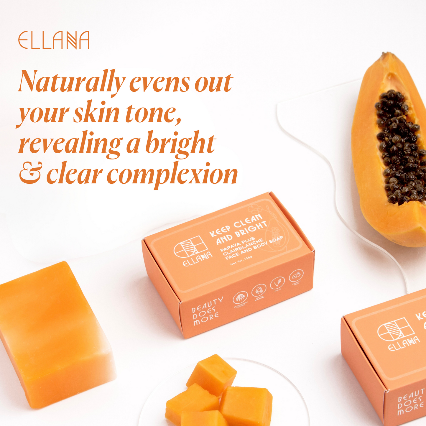 Keep Clean and Bright Face and Body Papaya + Clairblanche Soap