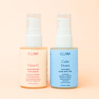 Treat Acne Duo: Glass C Skin Serum + Calm Down AHA+BHA Acne Spot Gel & Exfoliating Skin Serum