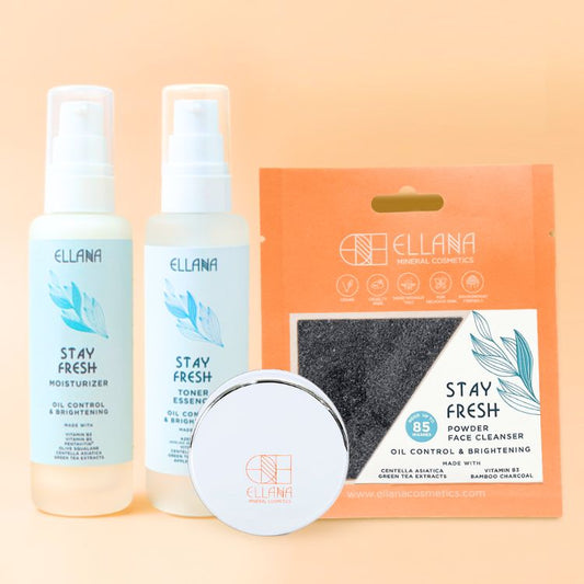 Stay Fresh Skincare Set of 3: Powder Cleanser, Jar, Toner, Moisturizer
