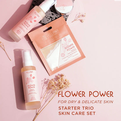 Flower Power Skincare Set of 3: Powder Cleanser, Jar, Toner, Moisturizer