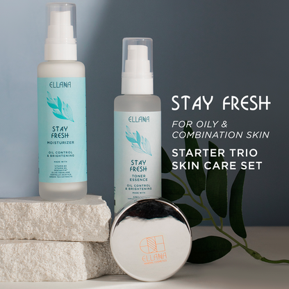 Stay Fresh Skincare Set of 3: Powder Cleanser, Jar, Toner, Moisturizer